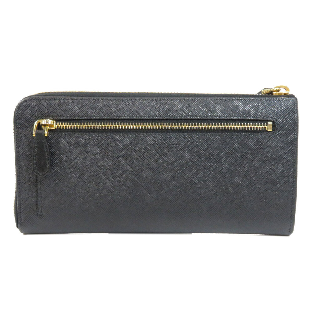 Prada Rion Motif Wallet Saffiano Long Leather Black
